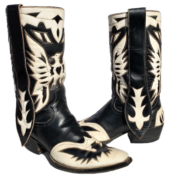 Vintage Other - SOLD Vintage Handmade Austin Hall Like Eagle Black Cowboy Western Boots